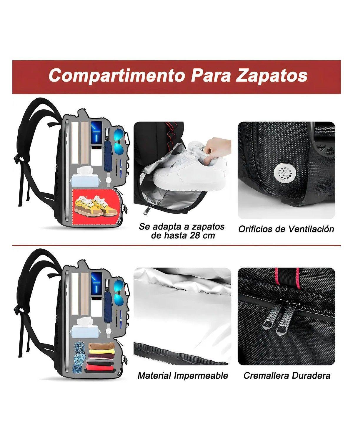 Mochila de Viaje Deportiva Gym Impermeable para Hombre de Grande Capacidad 50l con Compartimentos-2