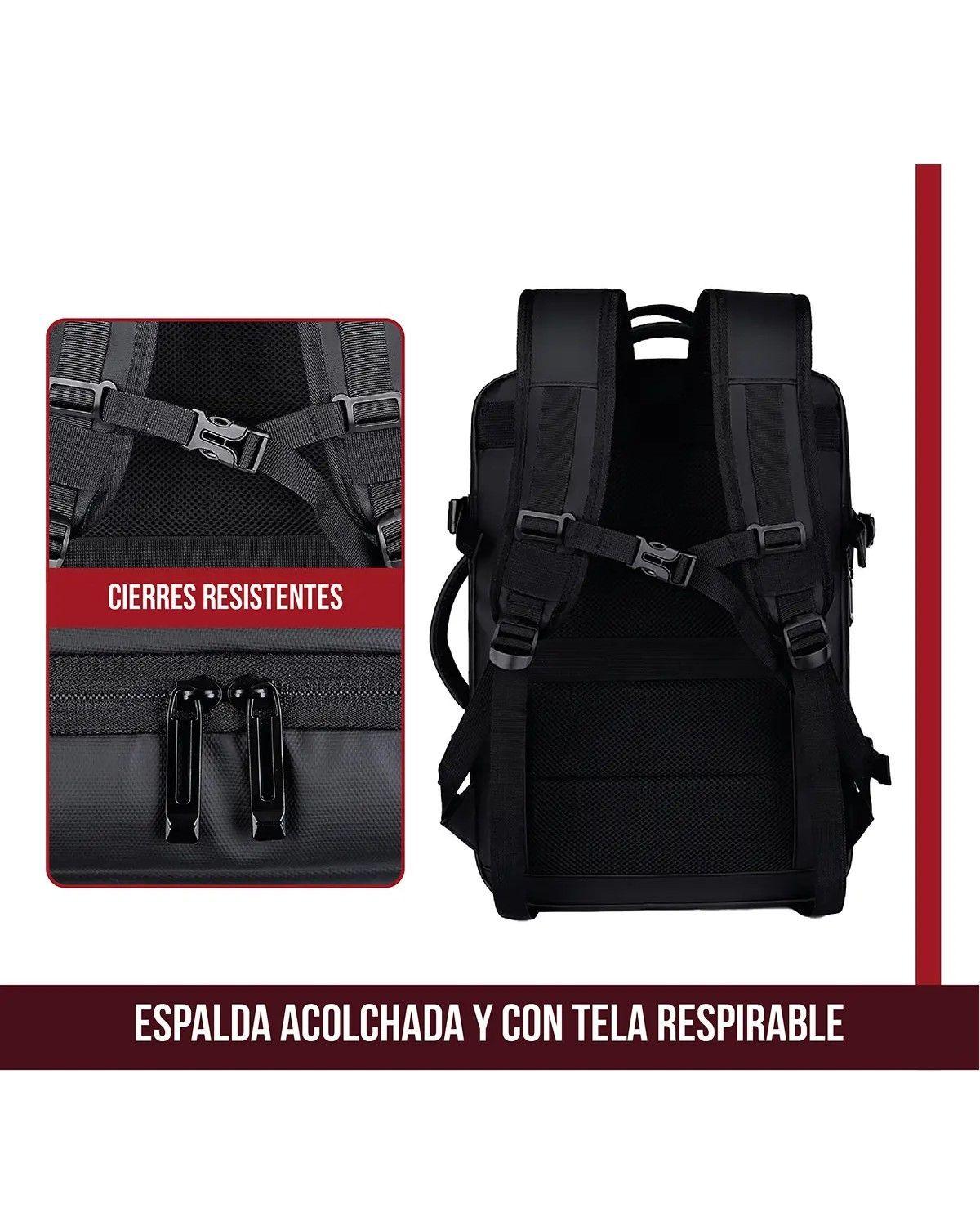 Mochila Maleta Viaje Cabina Notebook Impermeable 48l Negro-3