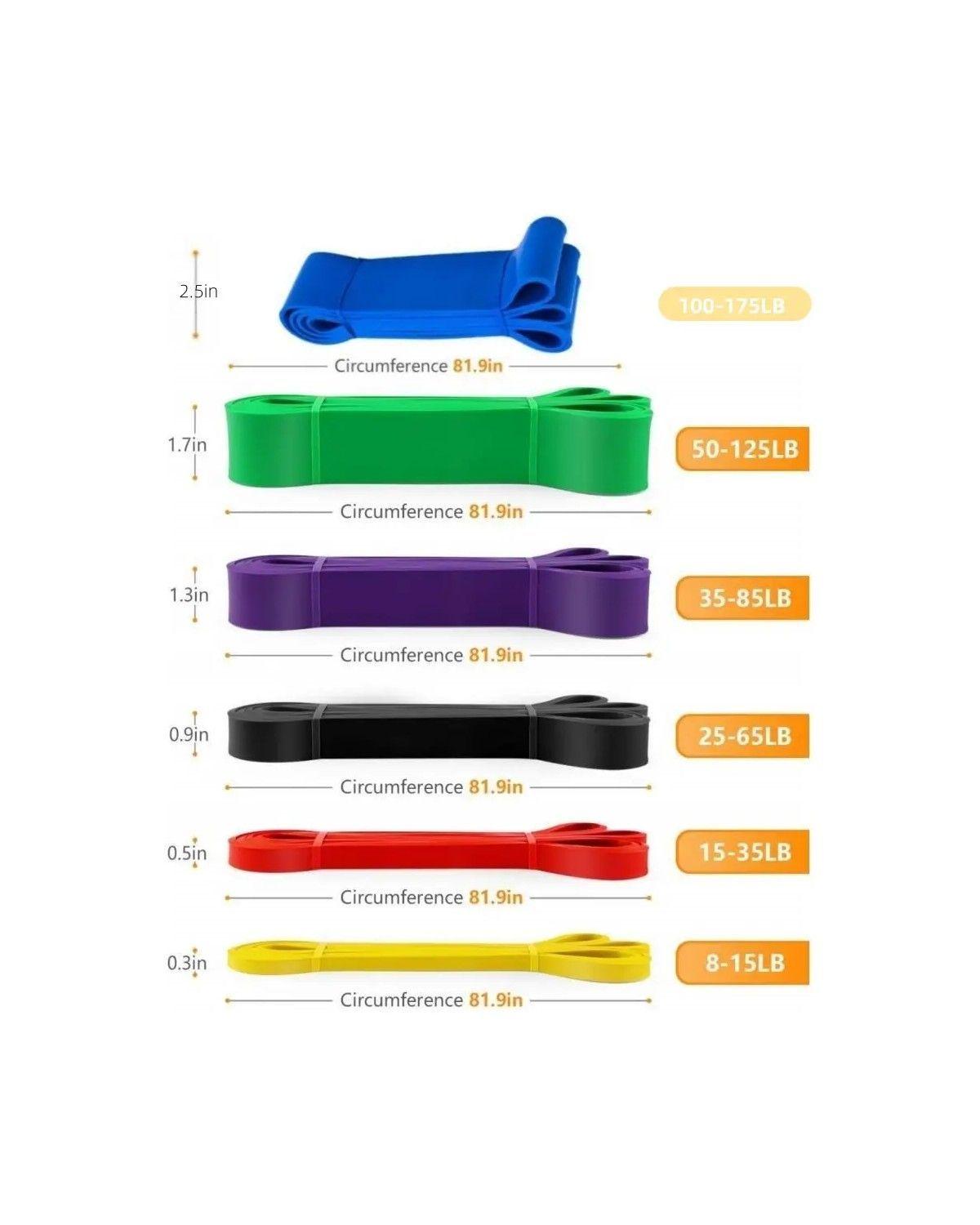 Kit 6 Power Bands Banda Elástica De Resistencia Pull Up Gym-3