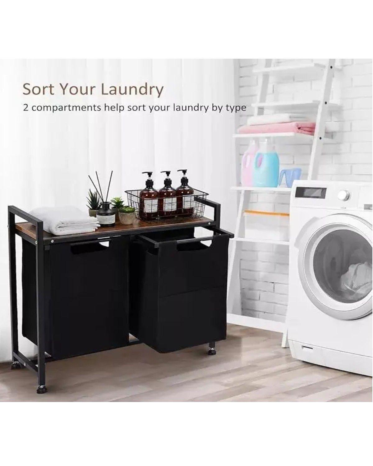 Cesto Para Ropa Sucia Extraíble Con 2 Compartimentos 95l-3