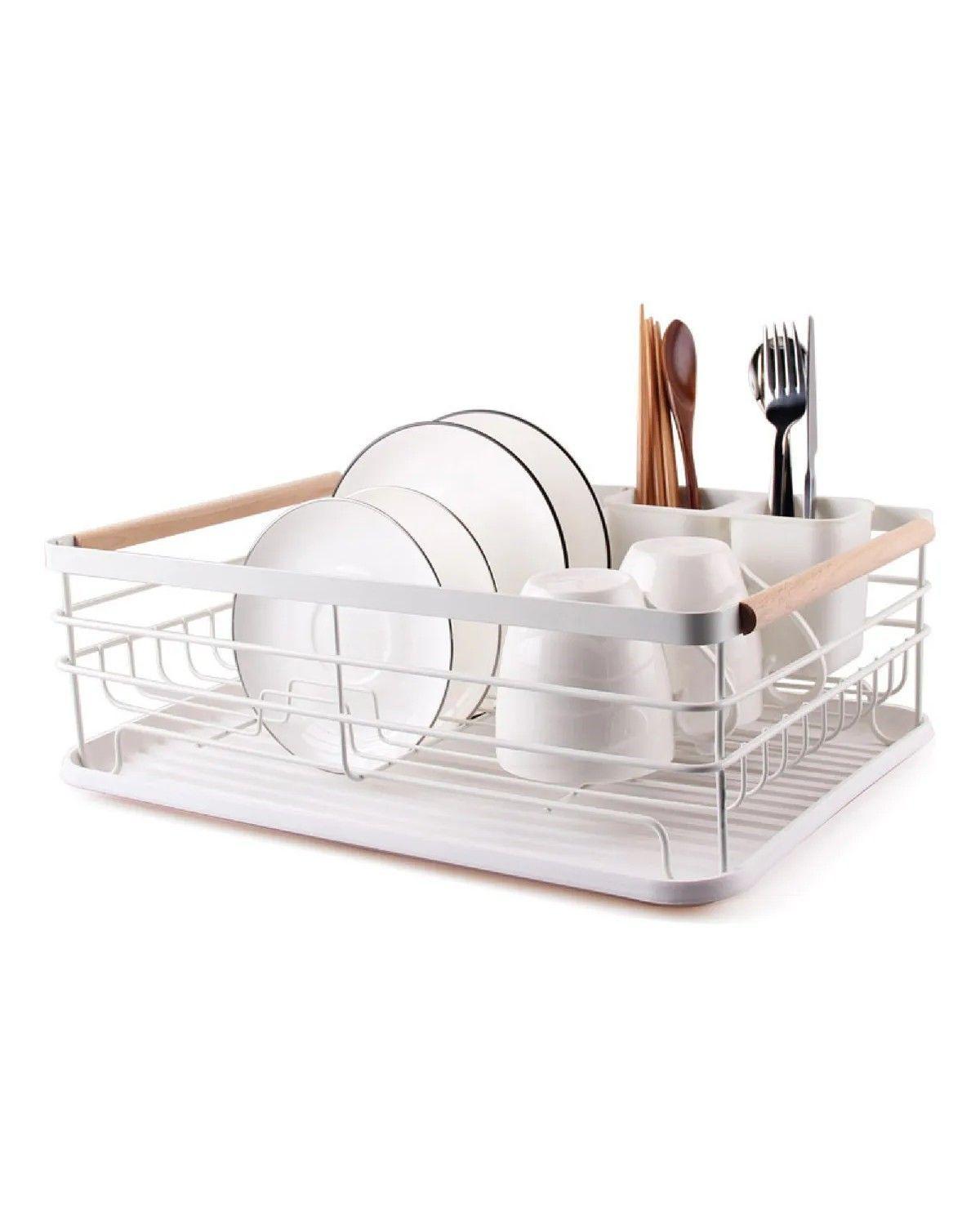 Secaplatos Escurridor 1 Nivel Acero Inox Blanco-0