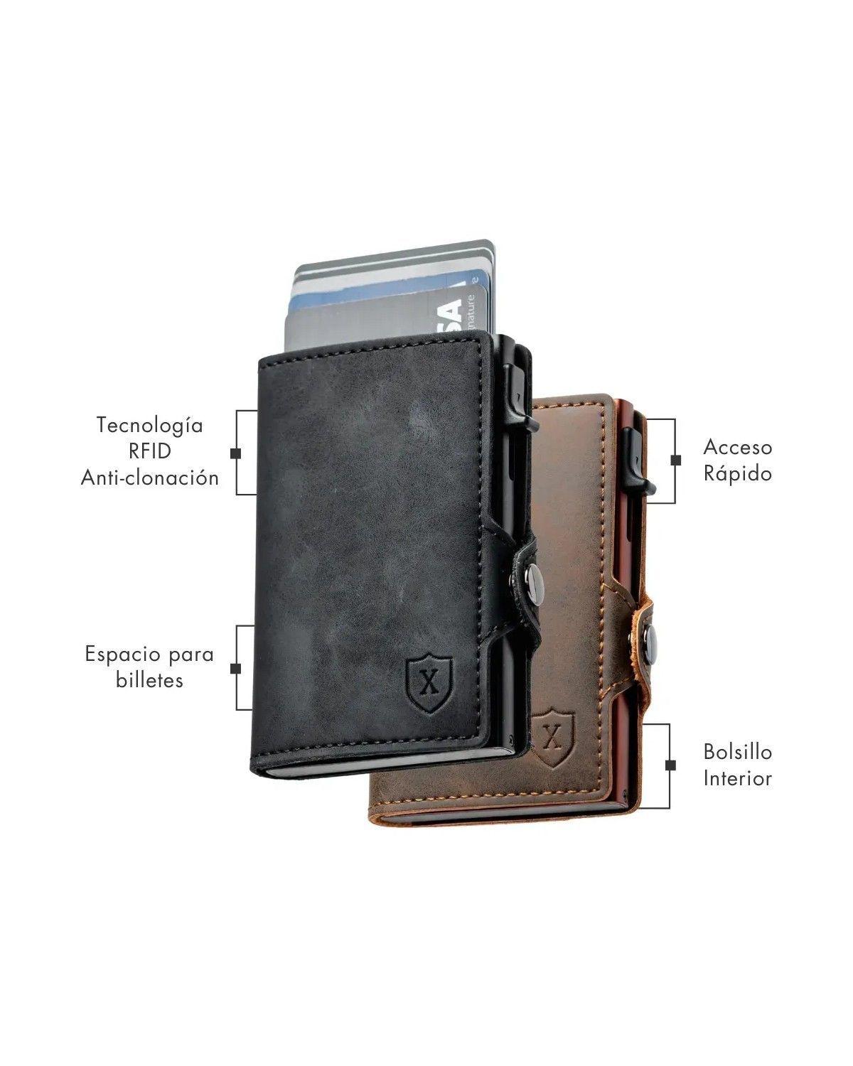 Billetera y Tarjetero | Modelo Deluxe | Color Negro con Protección RFID-1