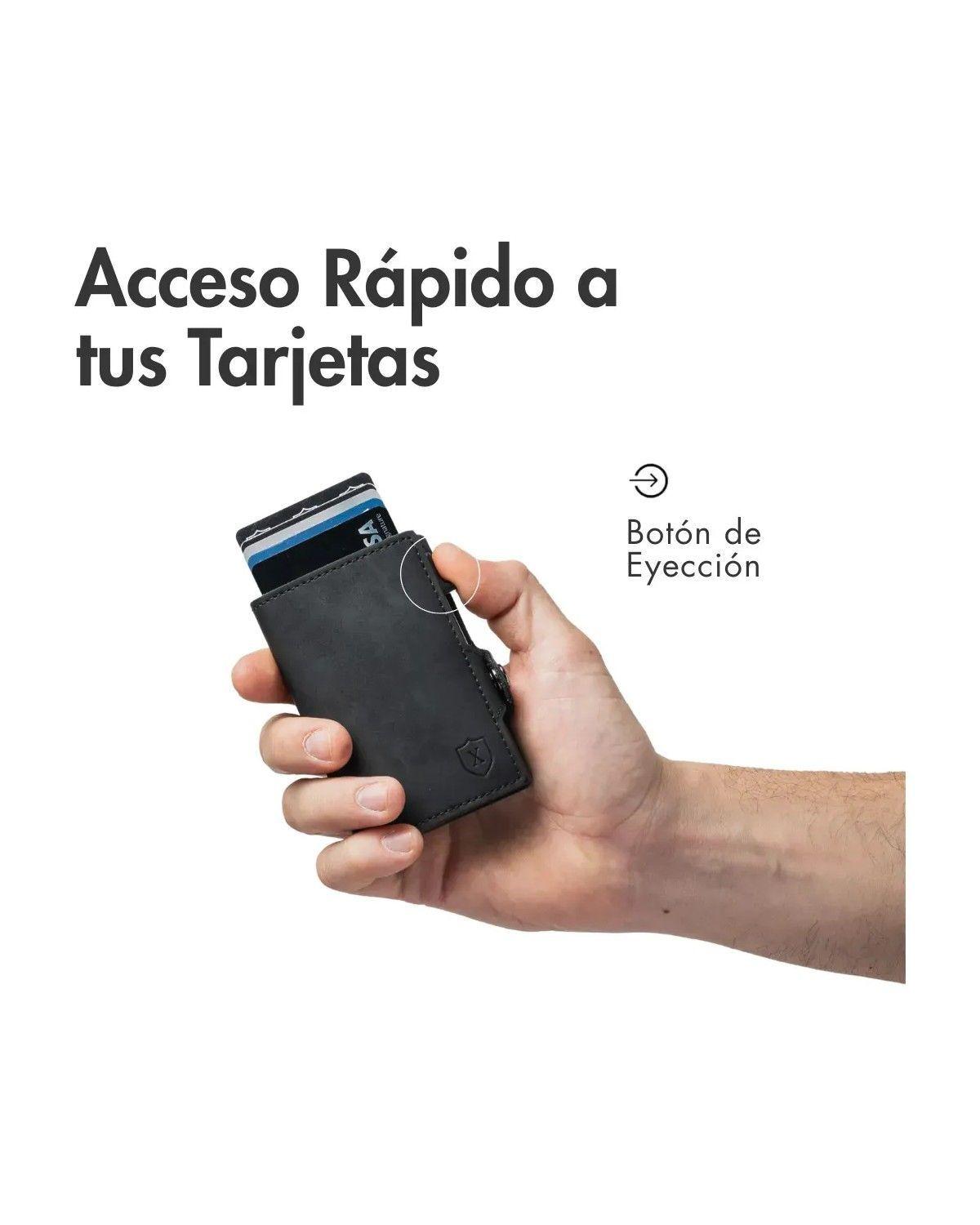 Billetera y Tarjetero | Modelo Deluxe | Color Negro con Protección RFID-3