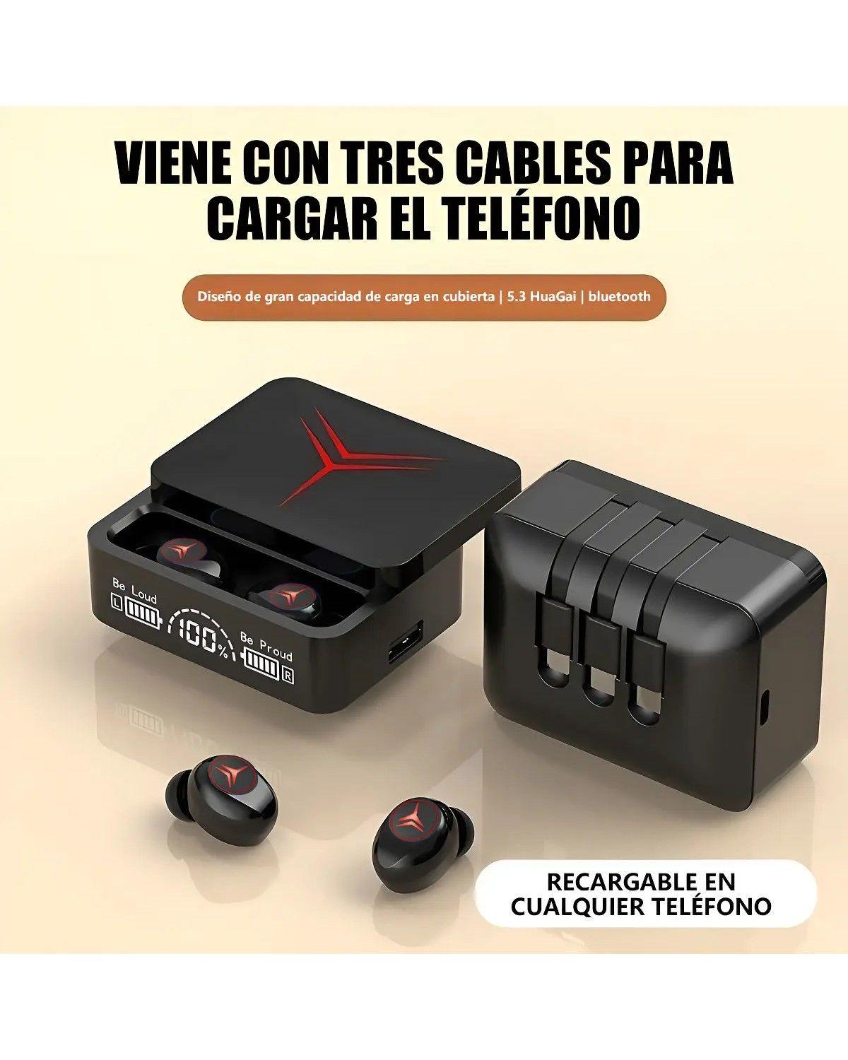Audifonos Bluetooth Power Bank 3 En 1, Elegante Negro-4