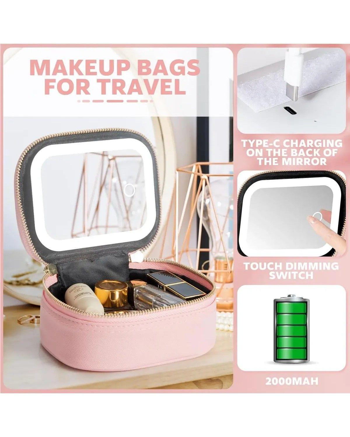 Bolso Maquillaje Cosmetiquero Espejo Led Bolso Mano-2