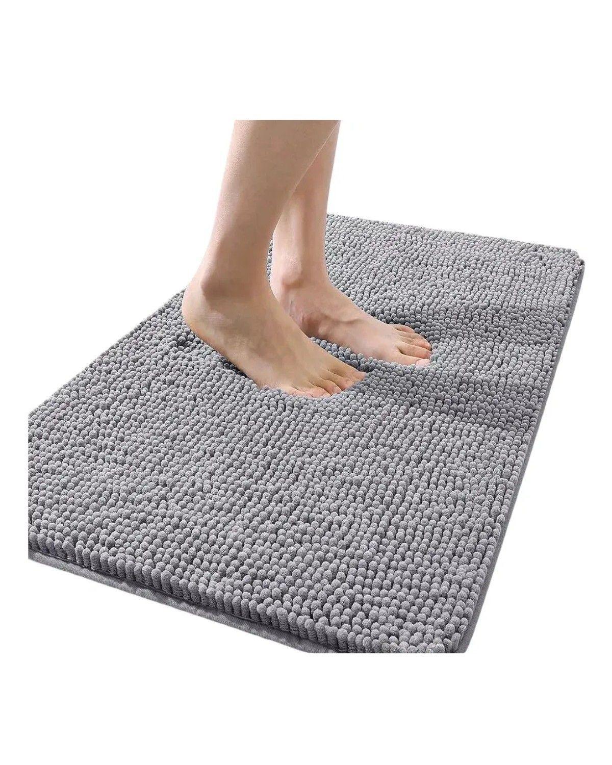 Tapete Alfombrilla De Baño Super Absorbente Piso Tina Ducha Gris Oscuro-0