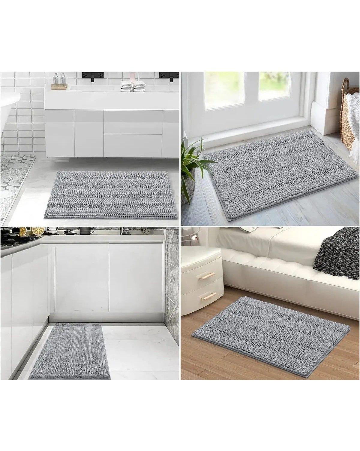 Tapete Alfombrilla De Baño Super Absorbente Piso Tina Ducha Gris Oscuro-1