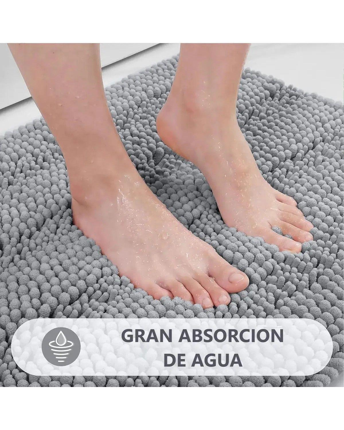 Tapete Alfombrilla De Baño Super Absorbente Piso Tina Ducha Gris Oscuro-3
