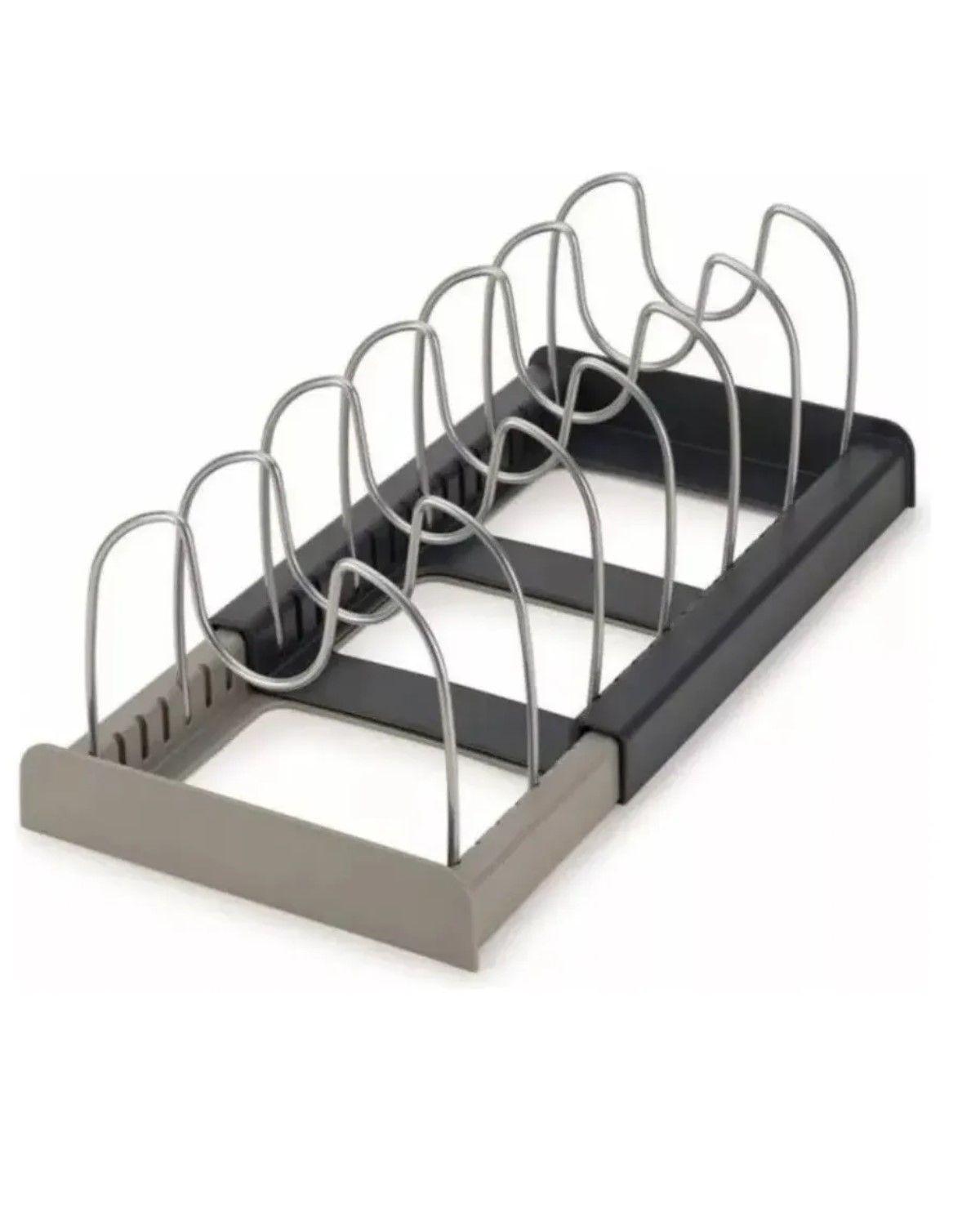Rack Organizador Tapas Ollas Expandible Cocina Menaje Sartén Negro Y Gris-0