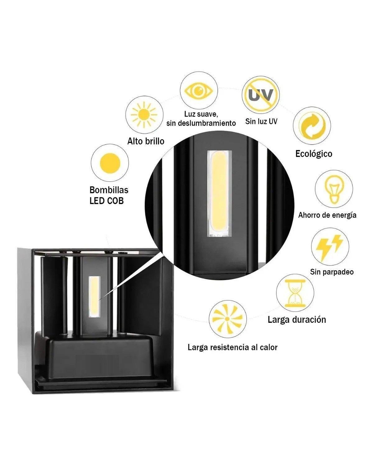 Foco Luz Cálido Aplique Para Pared Led Exterior - Blanco Cálido-3