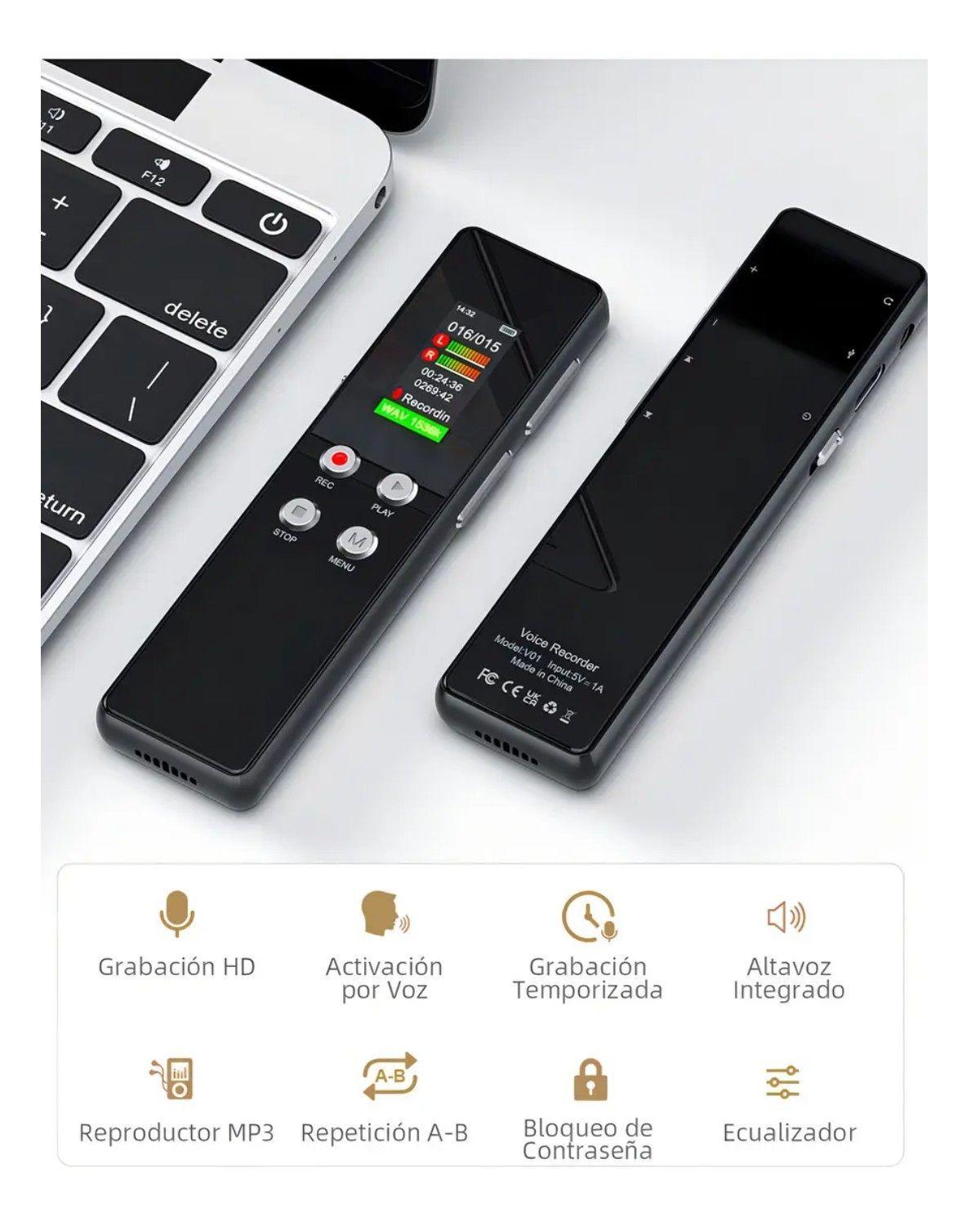 Grabador de voz digital V01 de 64 GB color negro-1