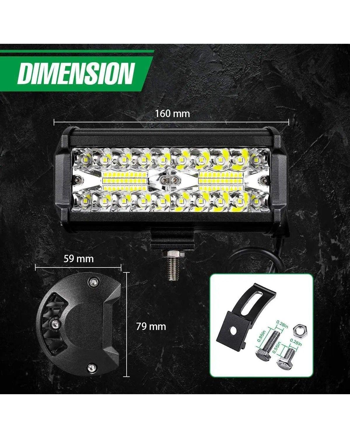 Focos Led Neblinero Barra Recta 120w Premium, 2 Unidades-1