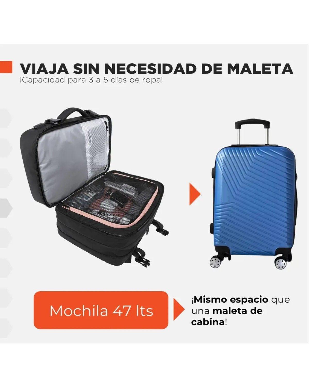 Mochila Viaje Cabina 47l Nylon Balistico Ajustable Negro-1