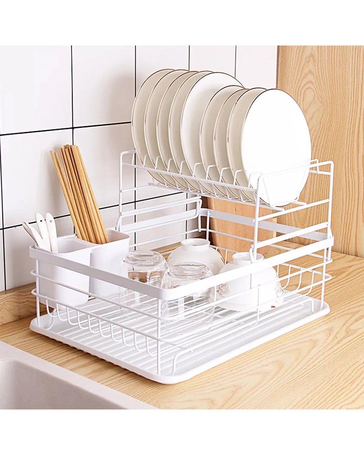 Secaplatos Escurridor de 2 Niveles color blanco-2