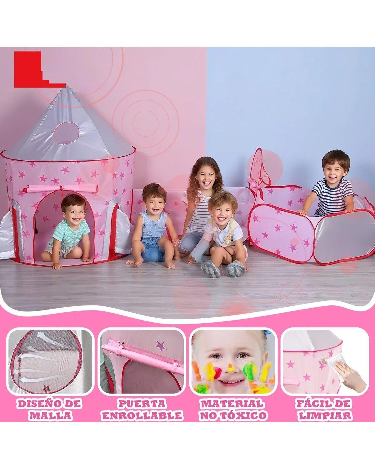 Carpa De Juegos Infantil 3 En 1 Castillo Piscina Tunel Niñas-2