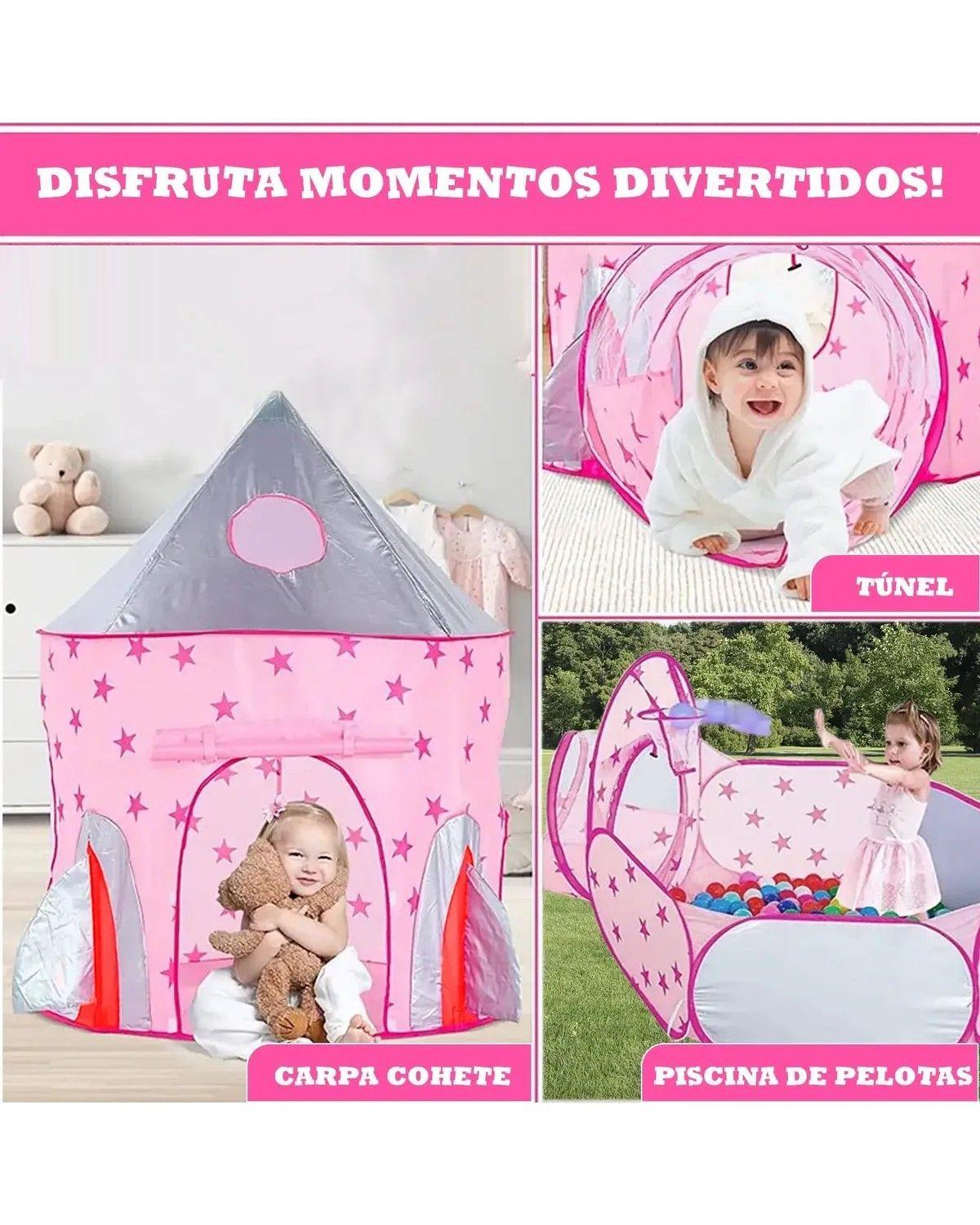 Carpa De Juegos Infantil 3 En 1 Castillo Piscina Tunel Niñas-3