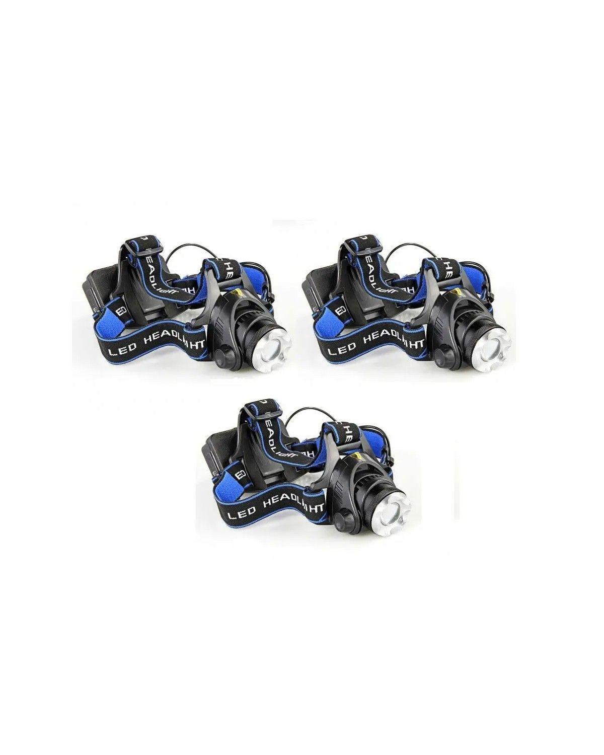 Pack X3 Linterna Frontal Led De Cabeza Recargable 1600 L-0