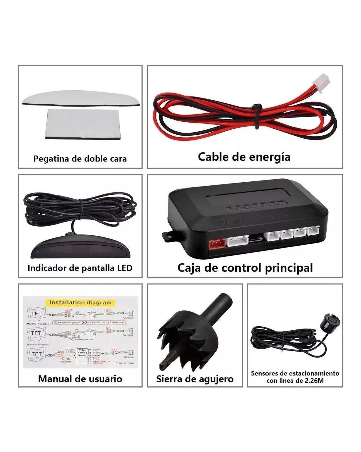 Sensor Retroceso Para Auto Display Kit Completo-2