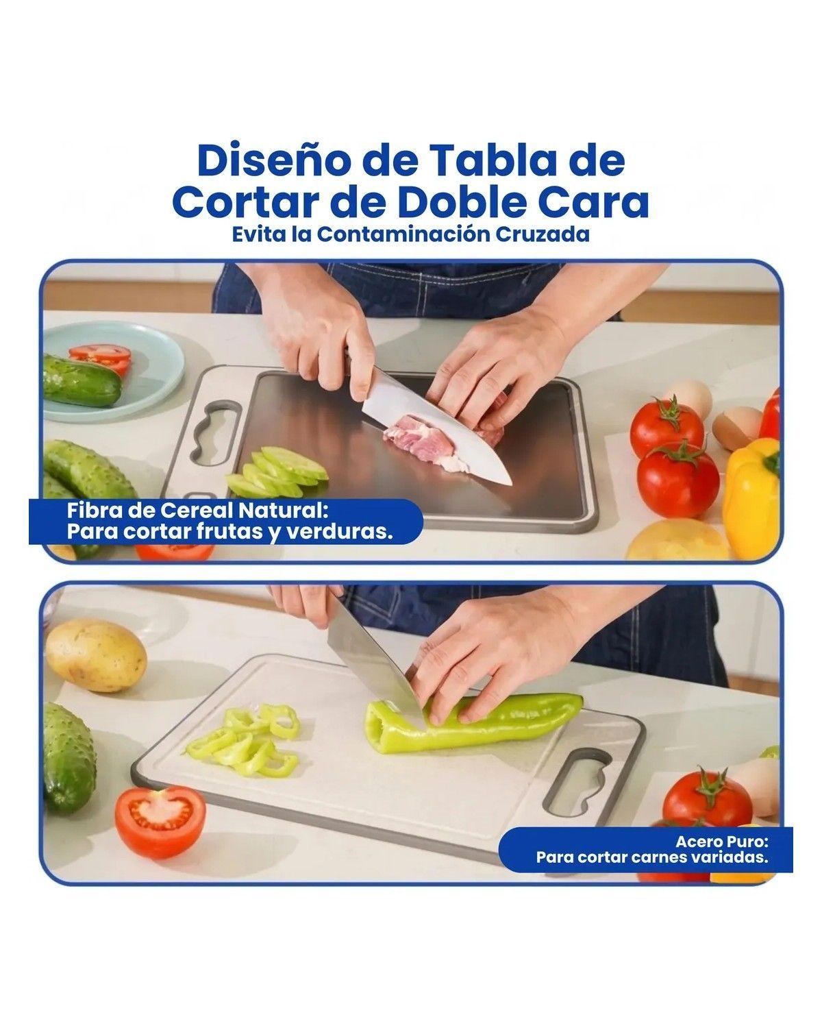 Tabla De Picar Doble Cara Acero Inoxidable 30x46cm Cocina-2