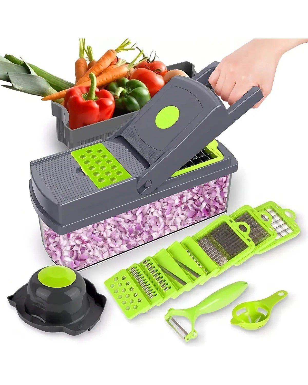 Rallador Picador Cortador Frutas Y Verduras Multiuso 14 En 1-0
