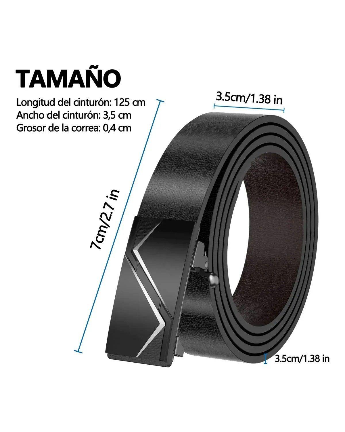 Cinturón Hombre Cuero De Vacuno Con Hebilla Automática 125cm-3