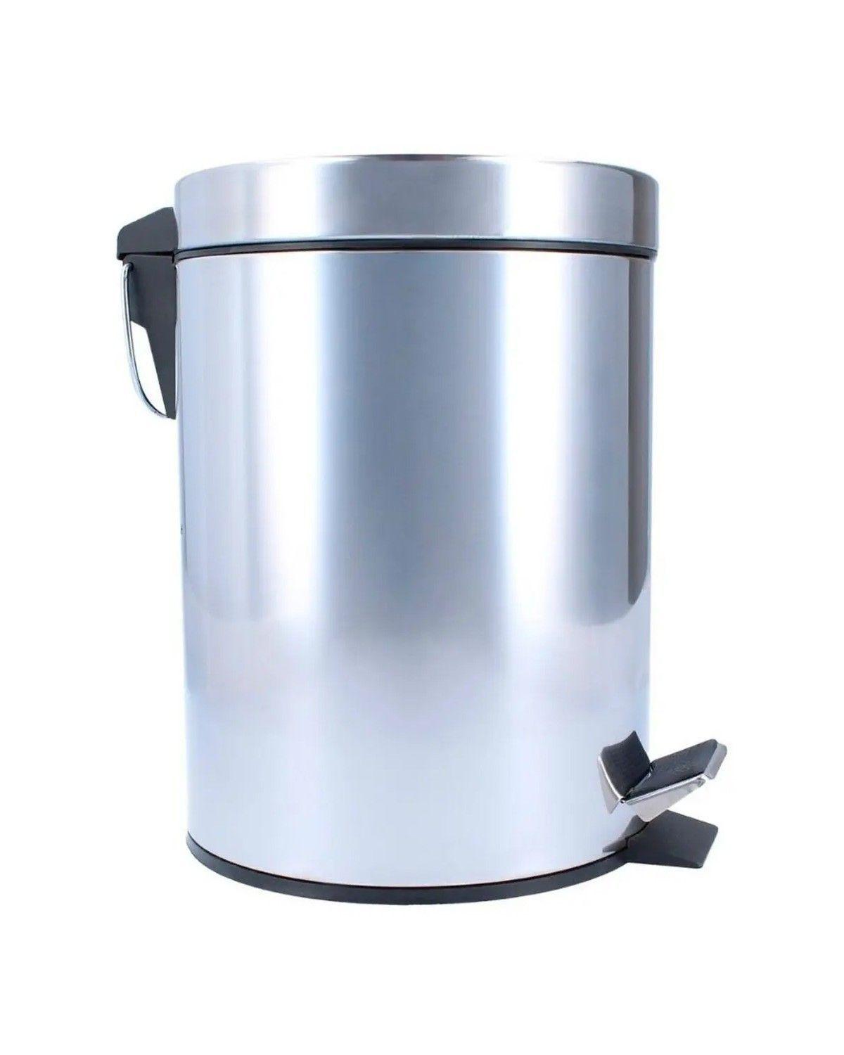 Basurero Papelero Pedal 5 L Acero Inoxidable-0