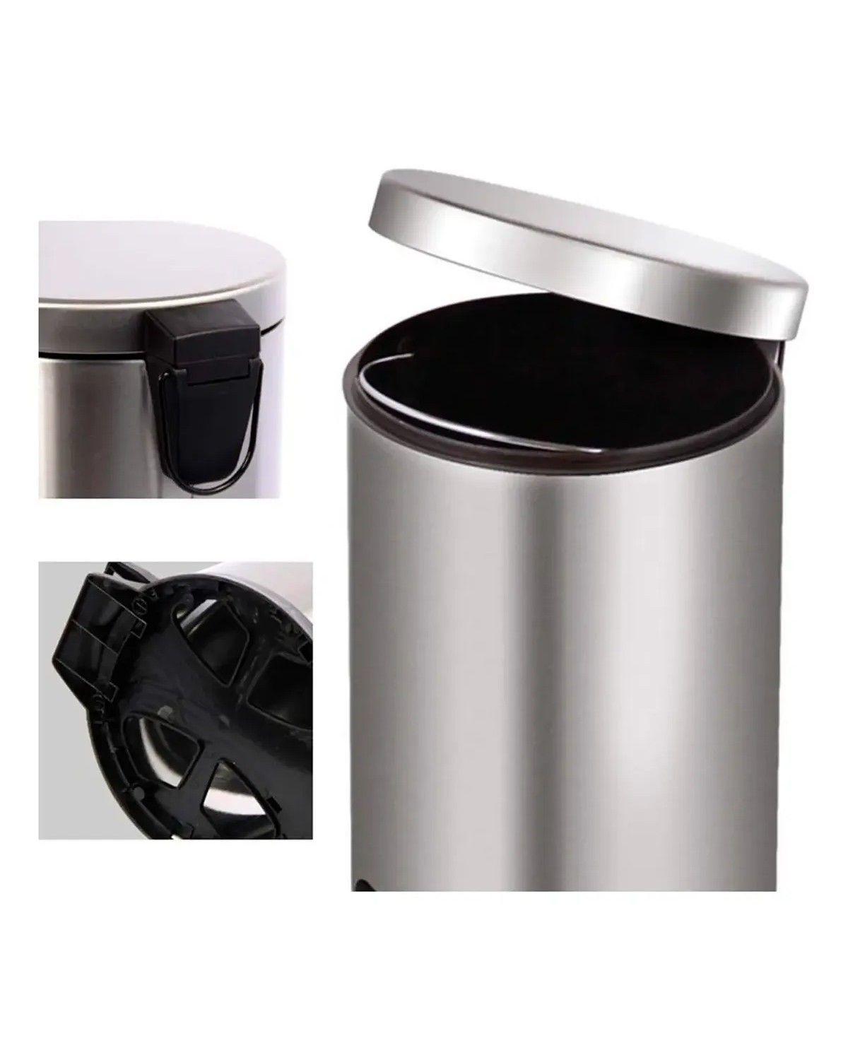 Basurero Papelero Pedal 5 L Acero Inoxidable-3