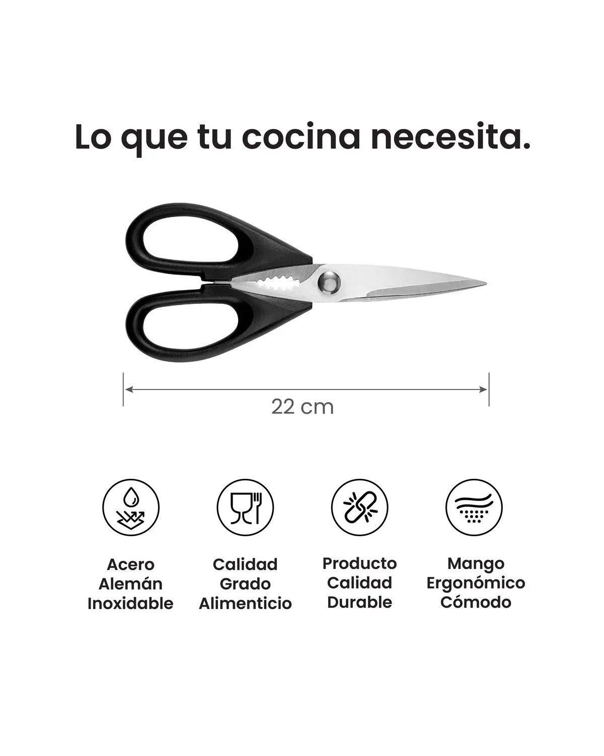 Tijeras De Cocina Multiusos Acero Color Negro-1