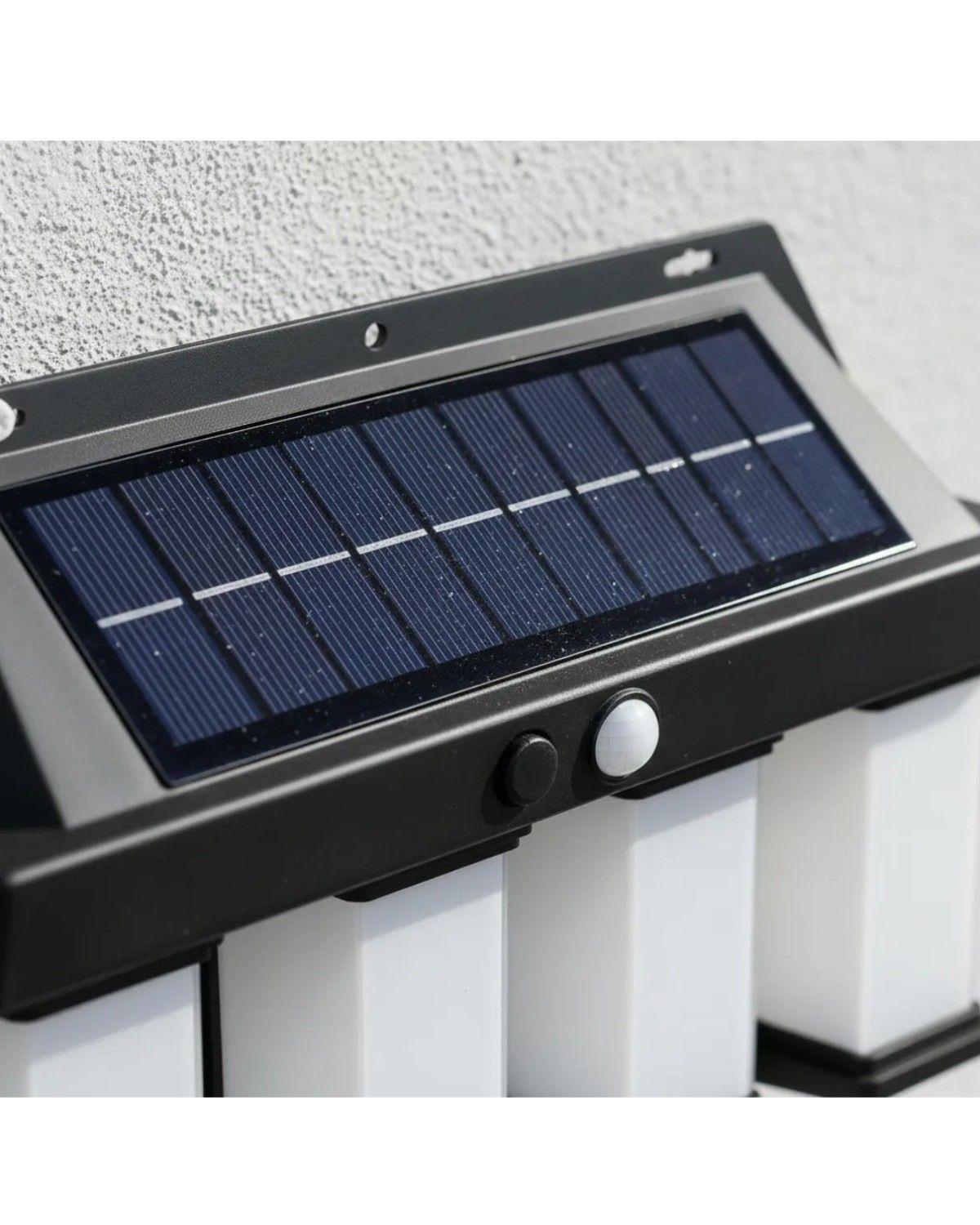 Aplique Foco Solar 4 Led Pared Luz Calida Sensor Movimiento-3