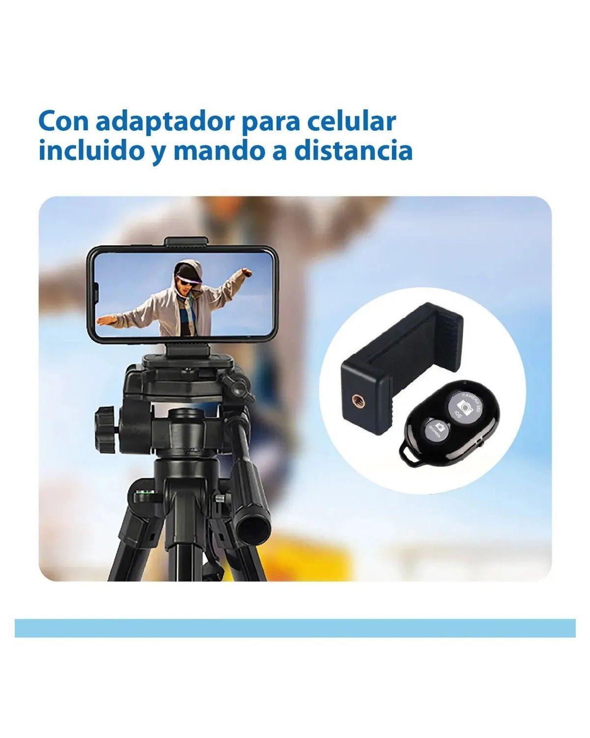 Trípode Celular Cámara E170 Portátil Aluminio 170 Cm mas Bolso mas Soporte mas Control Blue-2