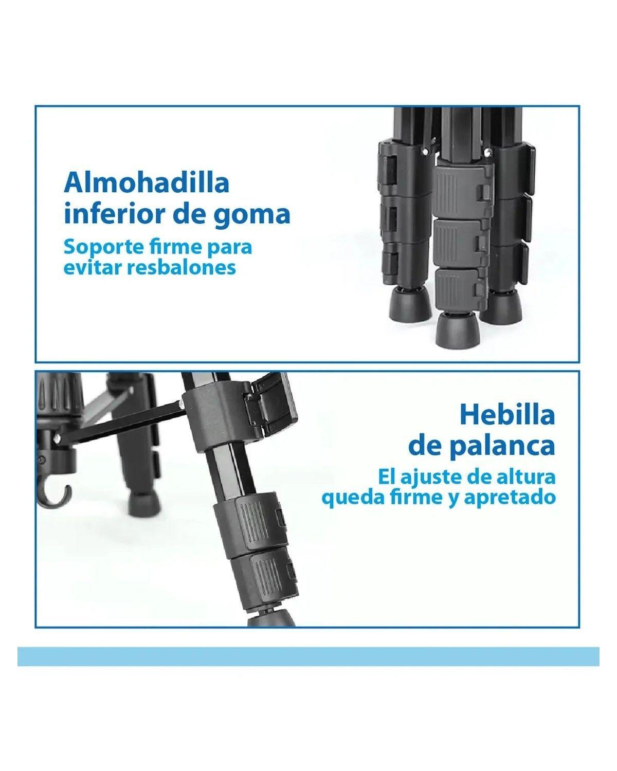 Trípode Celular Cámara E170 Portátil Aluminio 170 Cm mas Bolso mas Soporte mas Control Blue-3