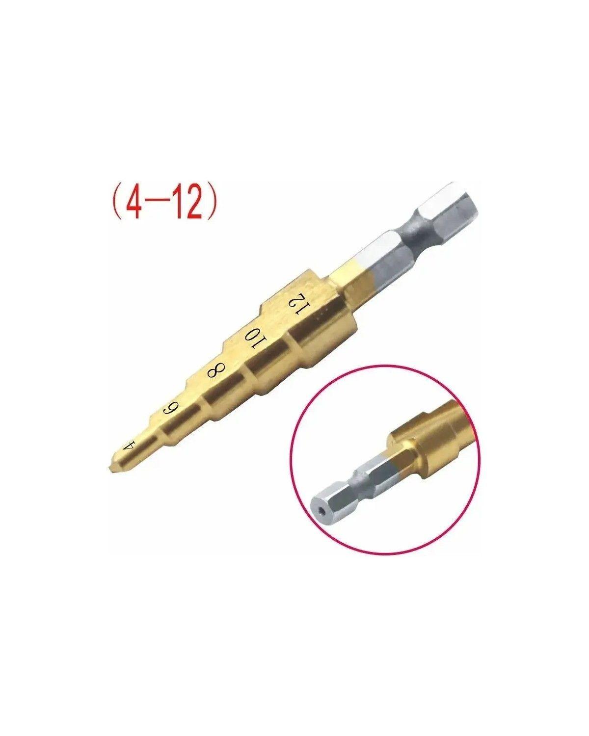 Set 3 Broca Conica Escalonada 4 A 32 Mm Paso A Paso-3