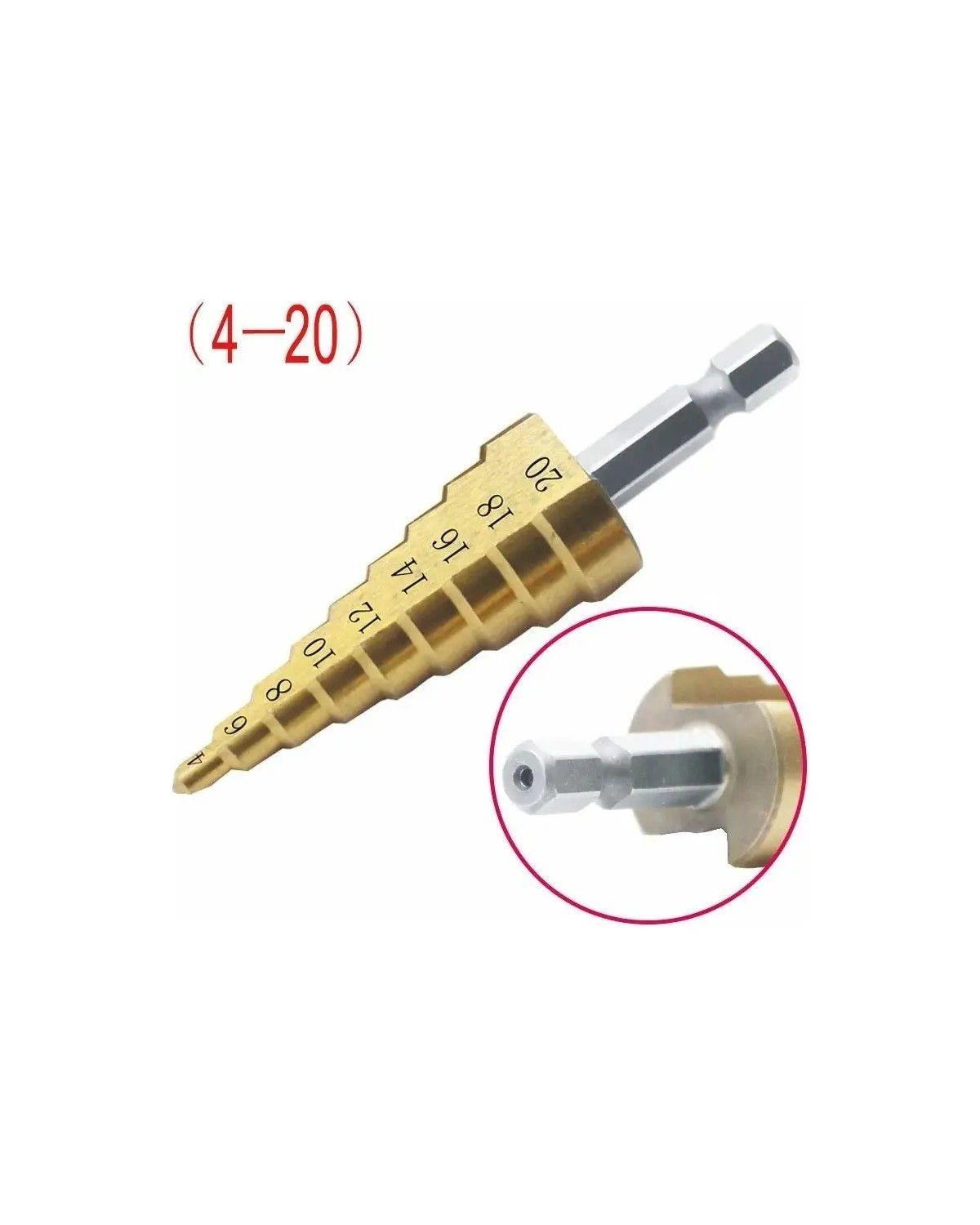 Set 3 Broca Conica Escalonada 4 A 32 Mm Paso A Paso-4