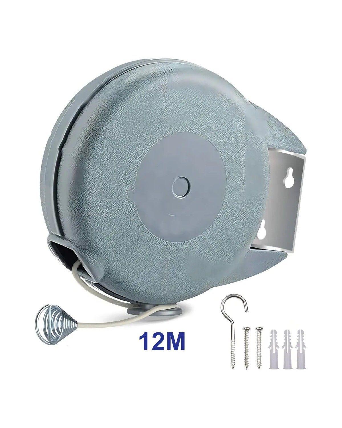 Tendedero Retráctil 12m ABS Nailon Acero Interior Exterior Blanco-0