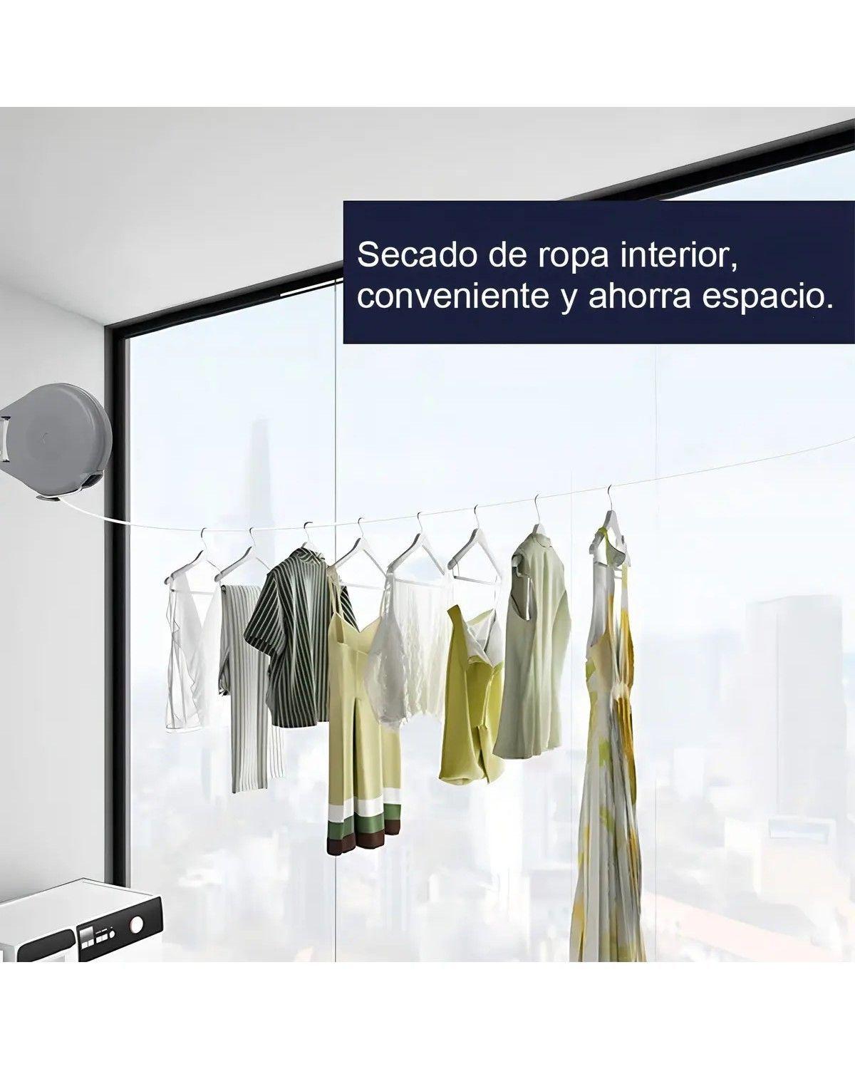 Tendedero Retráctil 12m ABS Nailon Acero Interior Exterior Blanco-2