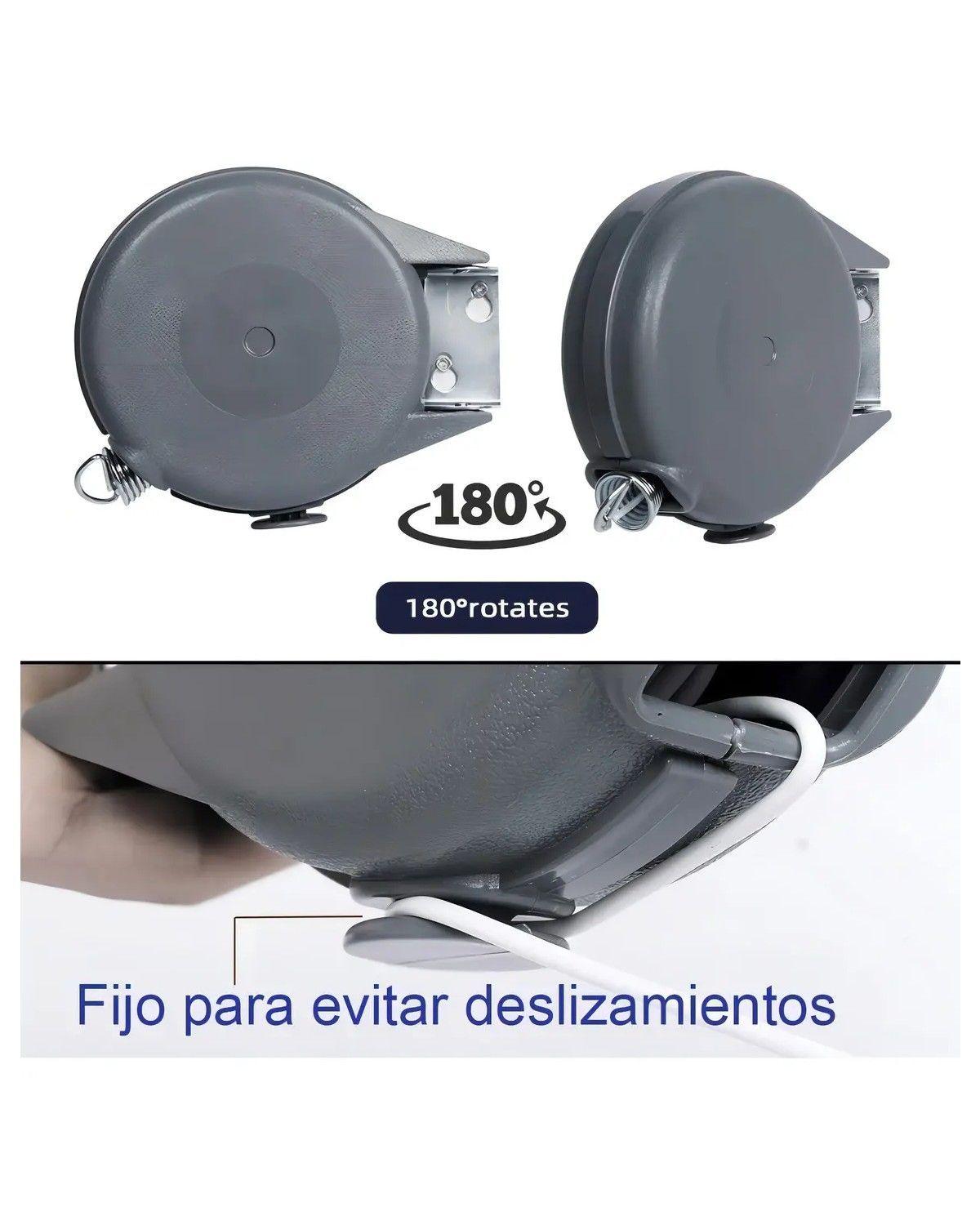 Tendedero Retráctil 12m ABS Nailon Acero Interior Exterior Blanco-3