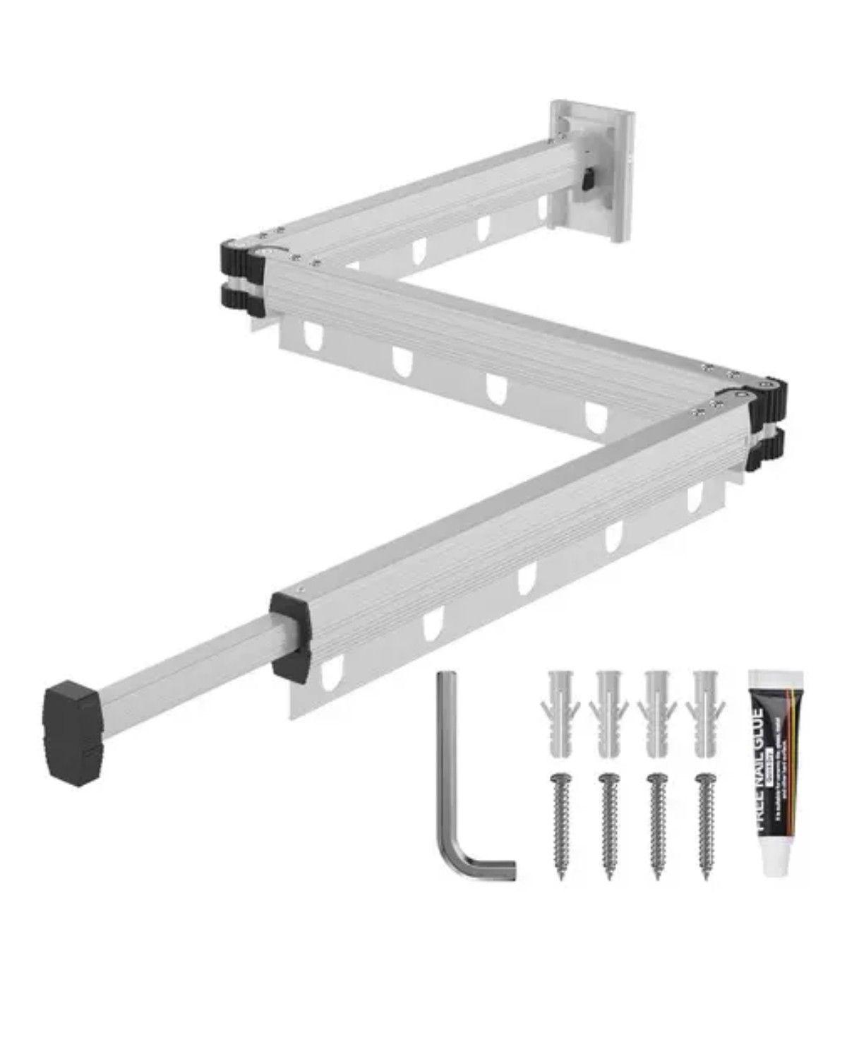 Tendedero Plegable Colgadores De Ropa Ajustable Blanco-0