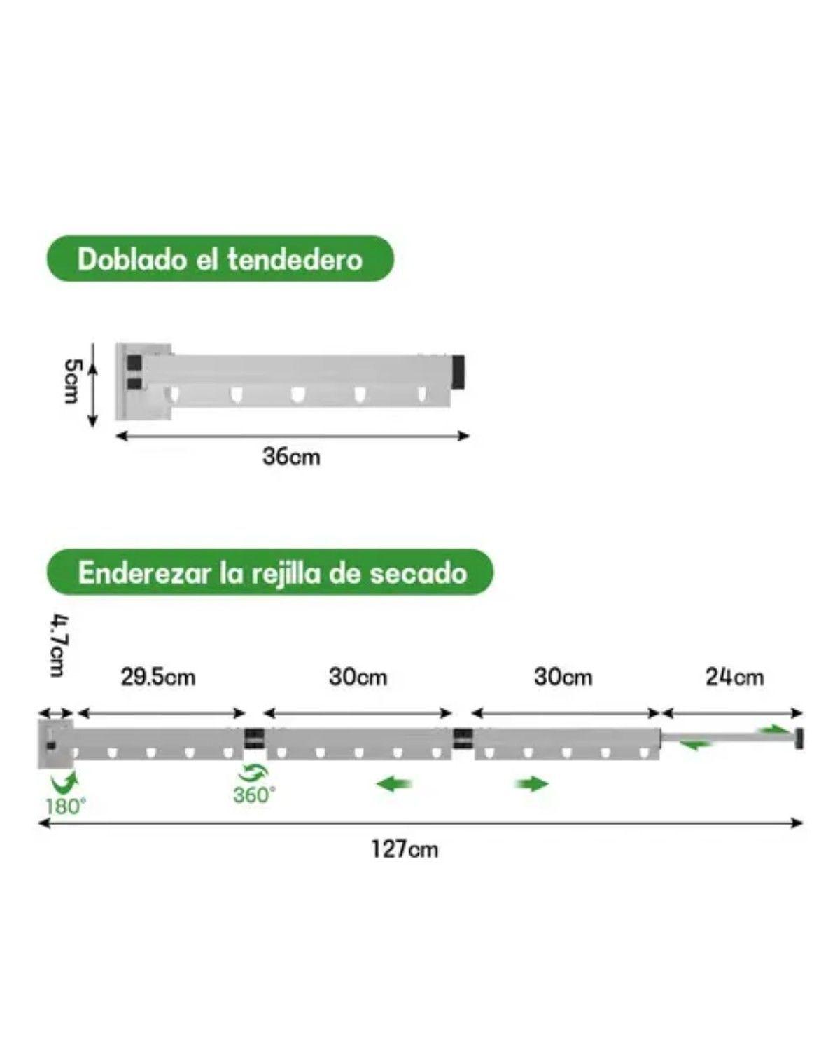 Tendedero Plegable Colgadores De Ropa Ajustable Blanco-2