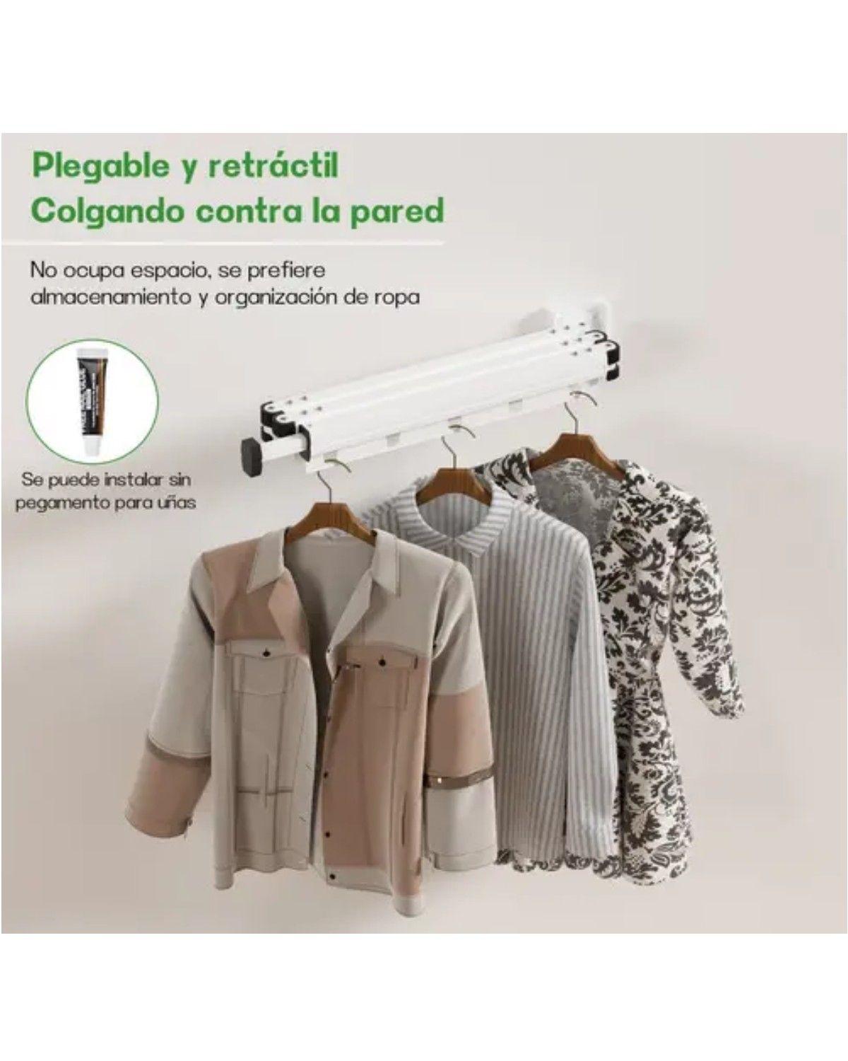 Tendedero Plegable Colgadores De Ropa Ajustable Blanco-3