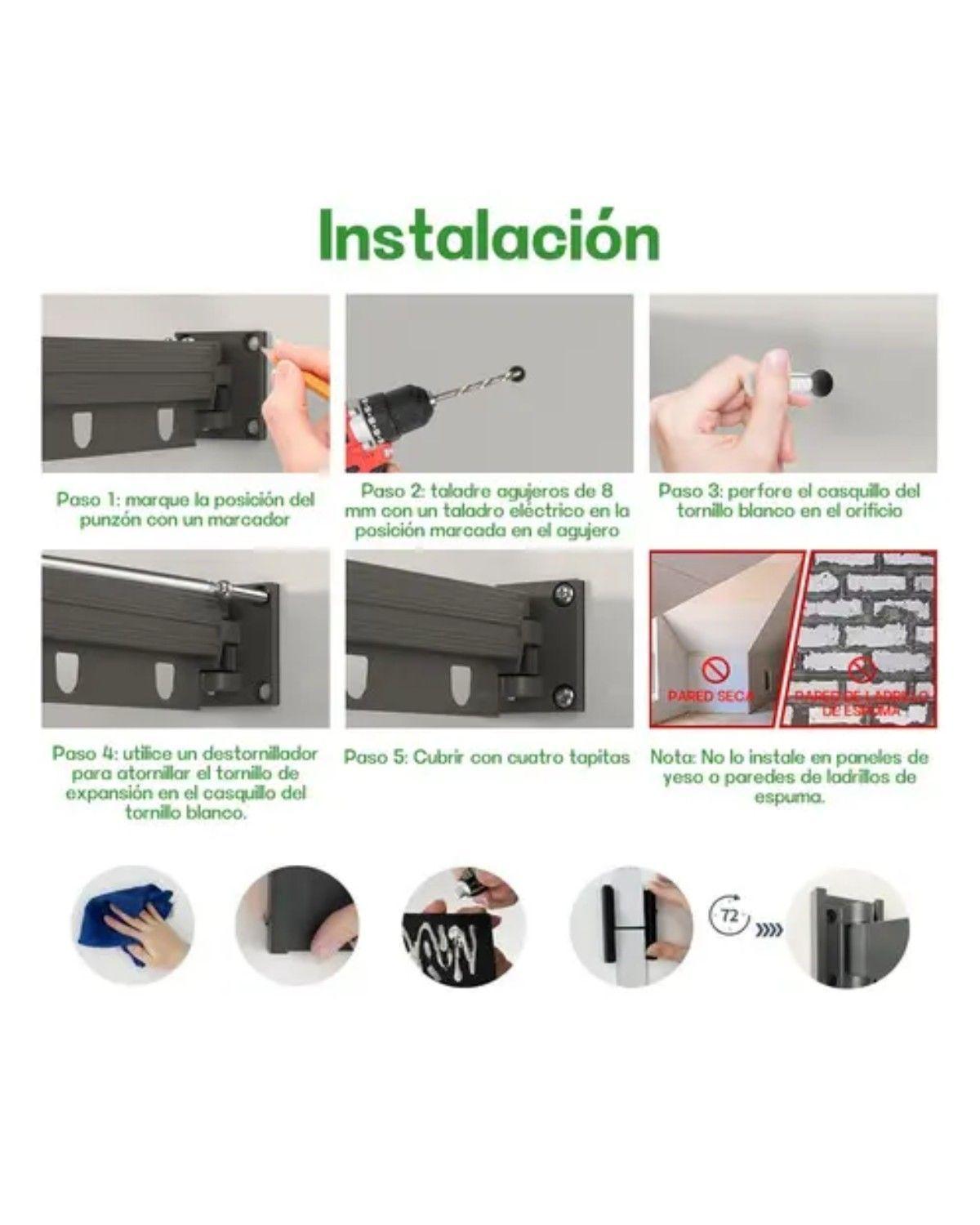 Tendedero Plegable Colgadores De Ropa Ajustable Blanco-4