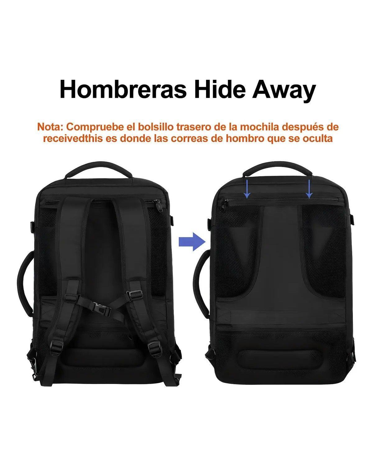 Mochila De Viaje, Impermeable, Expandible y Antirrobo Grande Equipaje De Mano De 10 Kg-4