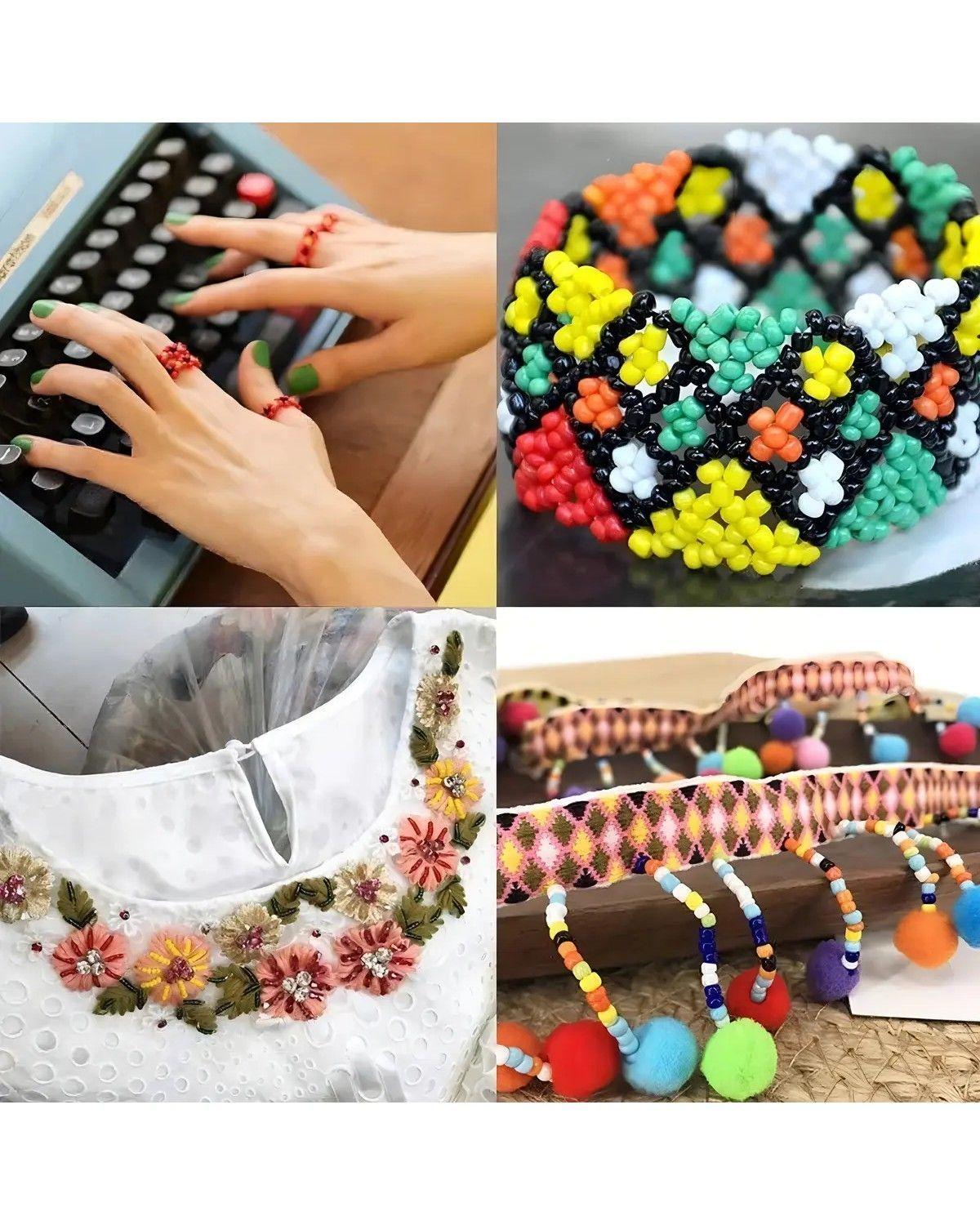 Kit de Mostacillas JKR Home 24 Colores Pulseras Anillos Con Tijera-4