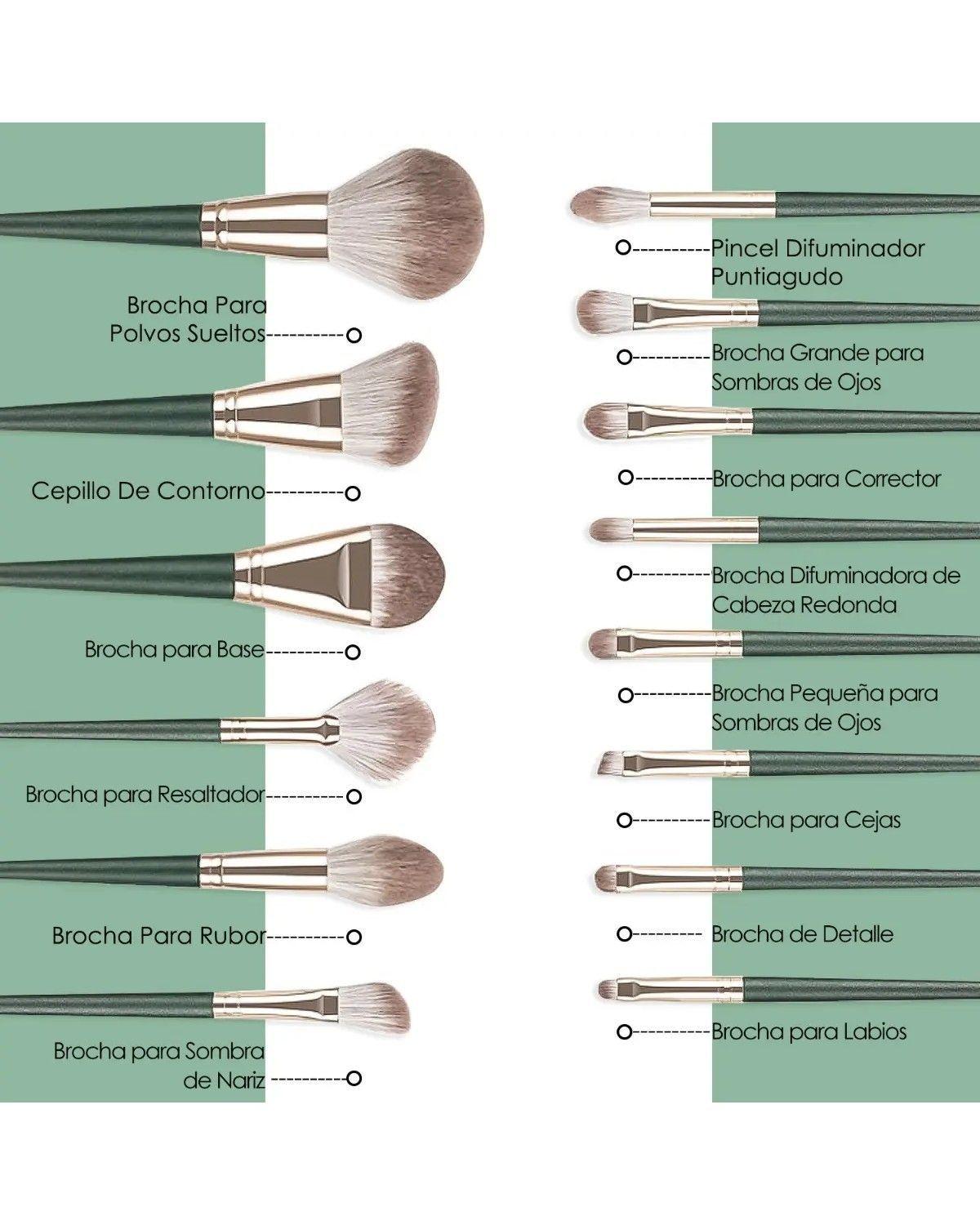 Set 14 Brochas Maquillaje Profesional Cepillos Con Bolsa-2
