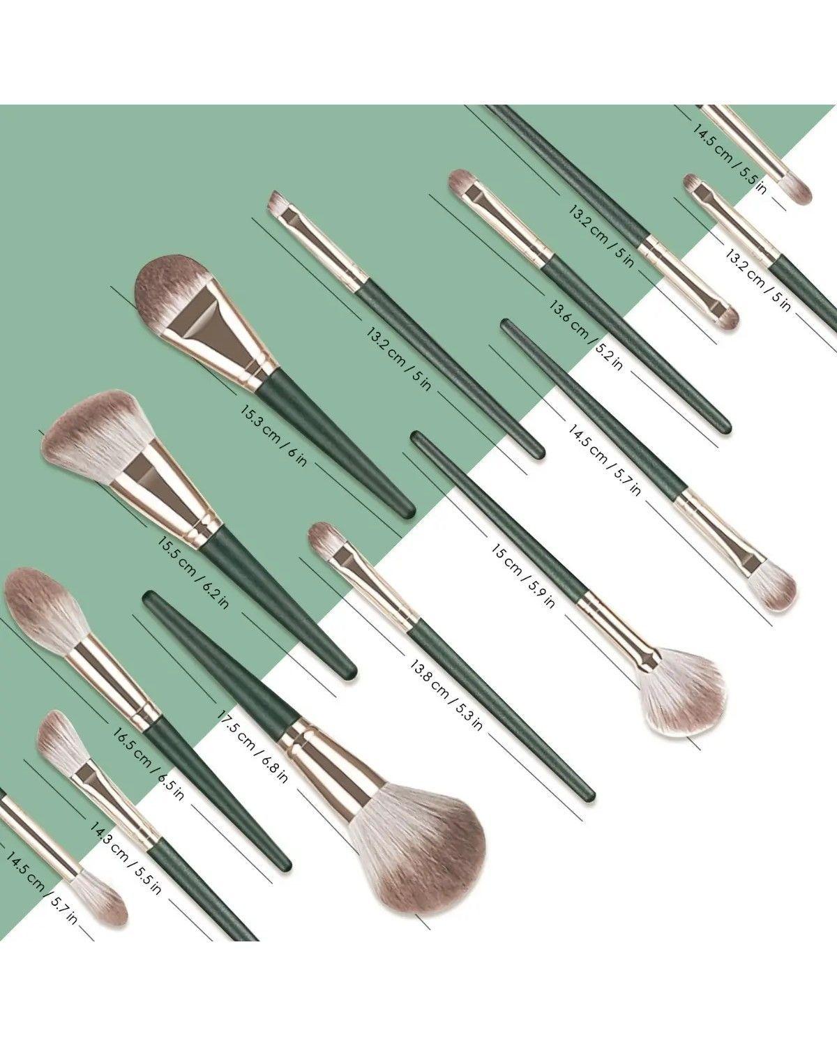 Set 14 Brochas Maquillaje Profesional Cepillos Con Bolsa-4