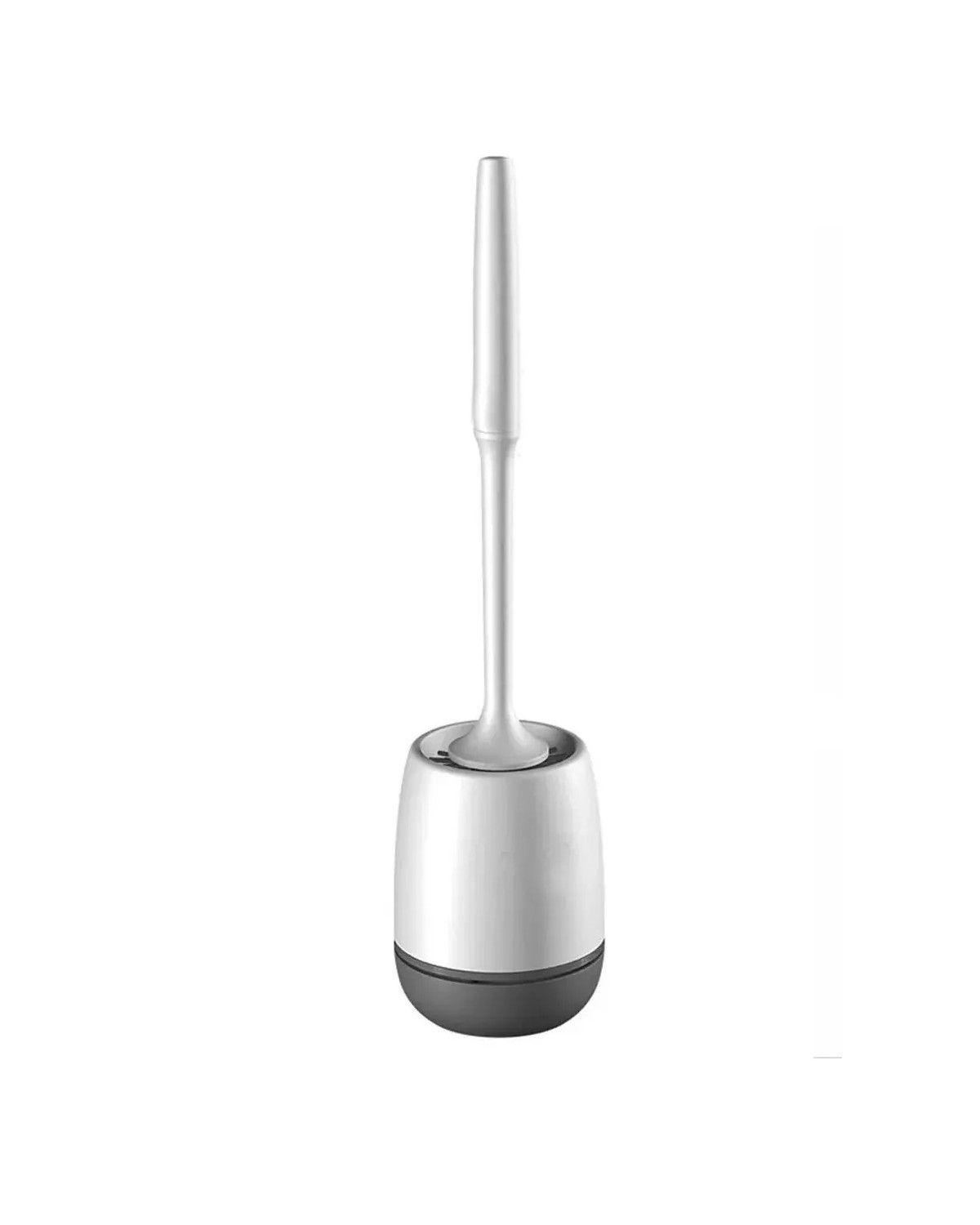Escobilla De Limpieza De Baño De Silicona Con Soporte Blanco-0