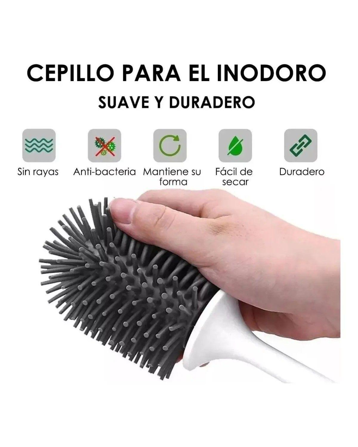 Escobilla De Limpieza De Baño De Silicona Con Soporte Blanco-3
