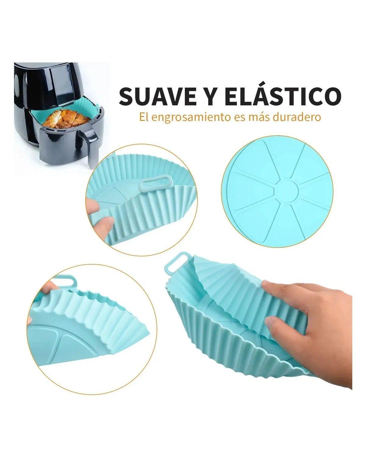 Pack de 3 Bandejas Redondas de Silicona para Freidora de Aire celeste-2
