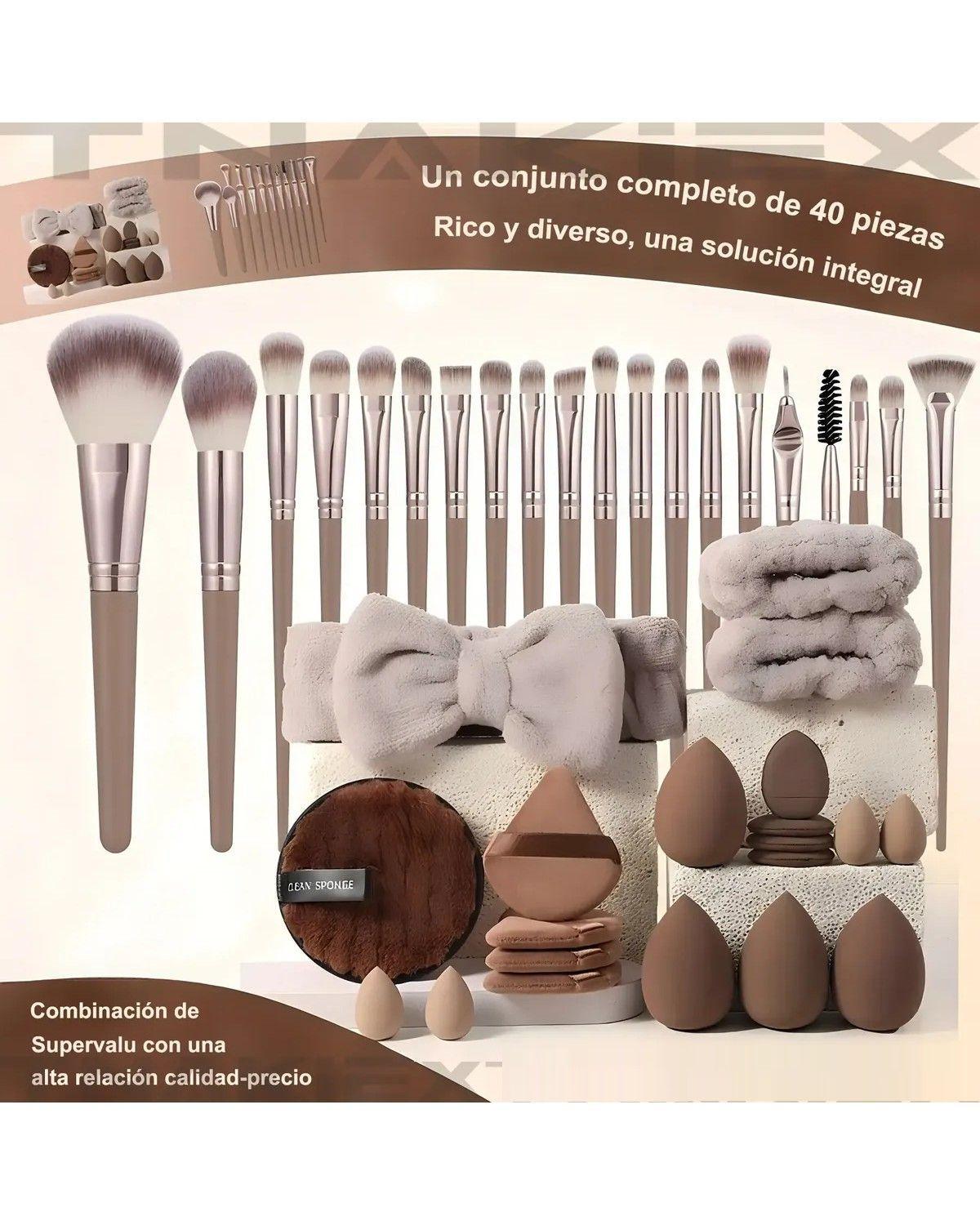 Set 40 Brochas Maquillaje Base Profesional Kit Con Esponja-1