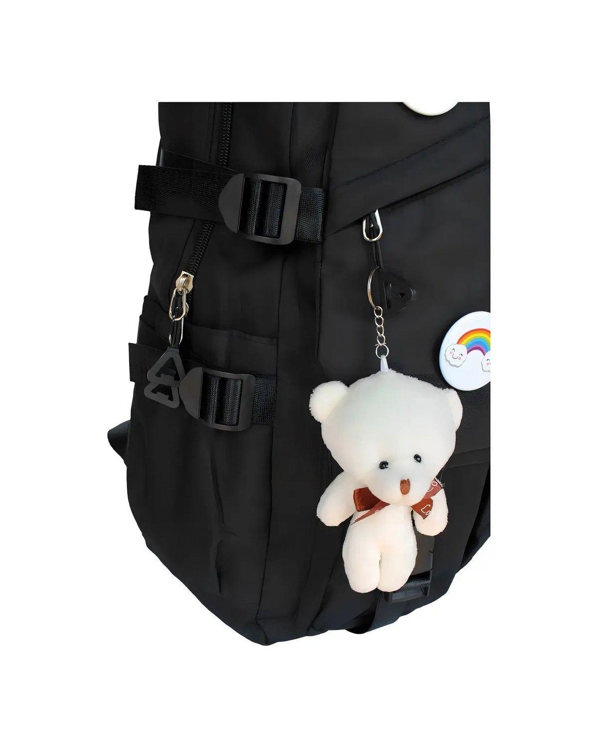 Mochila Urbana Negra Juvenil Coreana Poliéster Escolar Niña-2