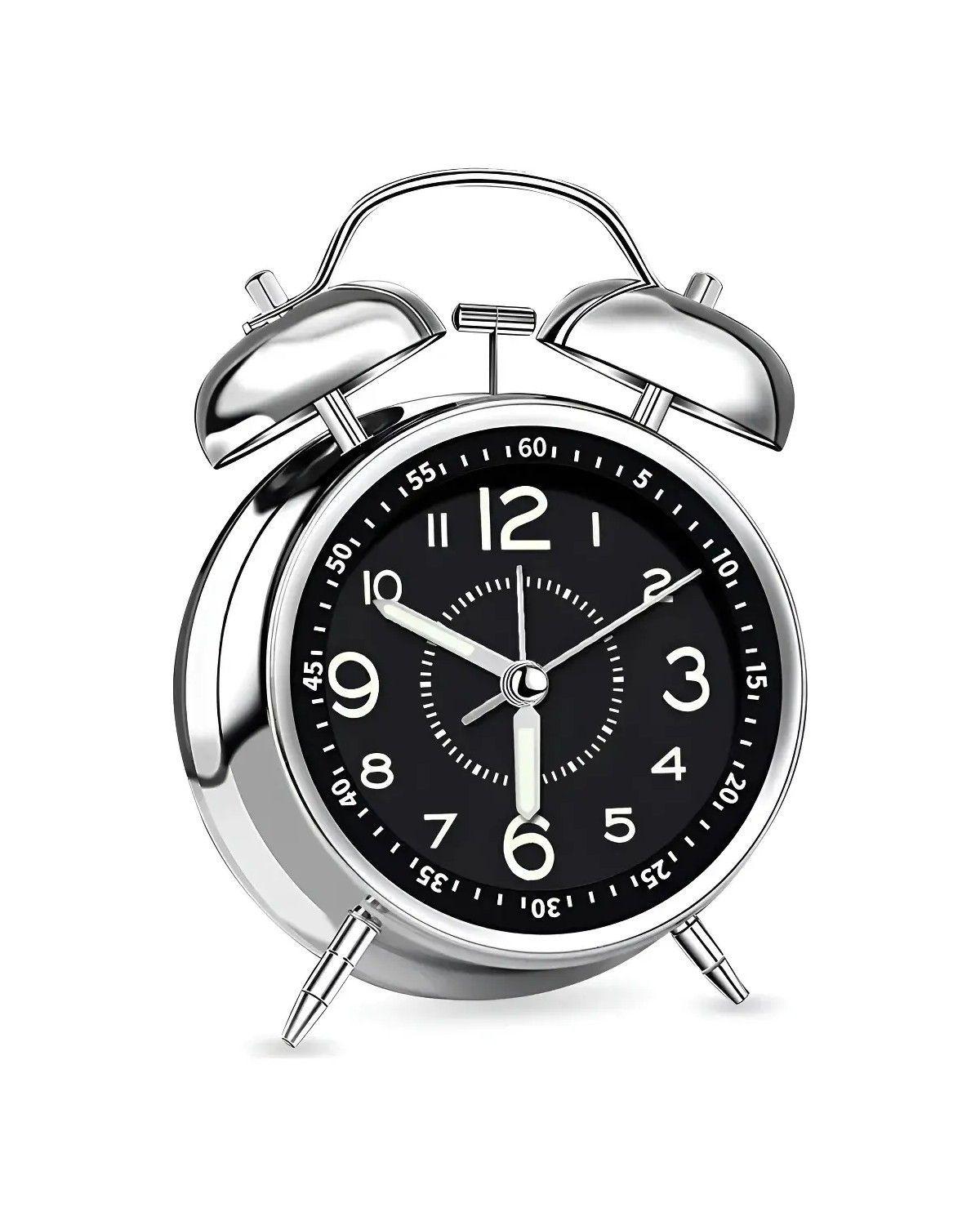 Reloj Despertador Luz Nocturna De Campana Bimetálica-0